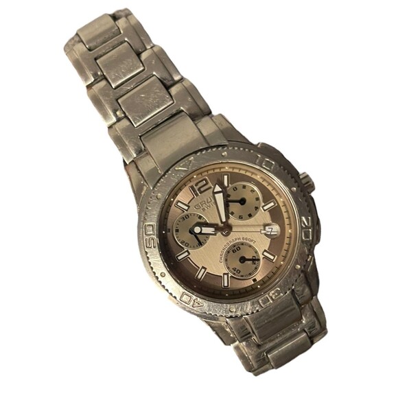 Gruen Swiss Watch 660ft Water Resistant Chronograph Stainless Steel Band